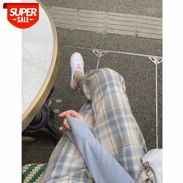 women's beam mouth plaid pants, straight b, thin nine-point casual female agent hair #1l93, Black;white 
women's beam mouth plaid pants, straight b, thin nine-point casual female agent hair #1l93, Black;white