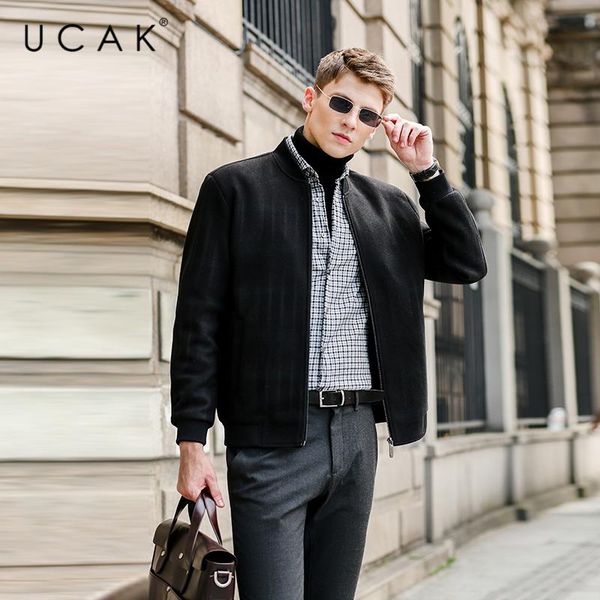 men's wool & blends ucak brand blend coat clothing male autmn winter classic warm jacket clothes v-neck zipper streetwear outwear u8214, Black
men's wool & blends ucak brand blend coat clothing male autmn winter classic warm jacket clothes v-neck zipper streetwear outwear u8214, Black