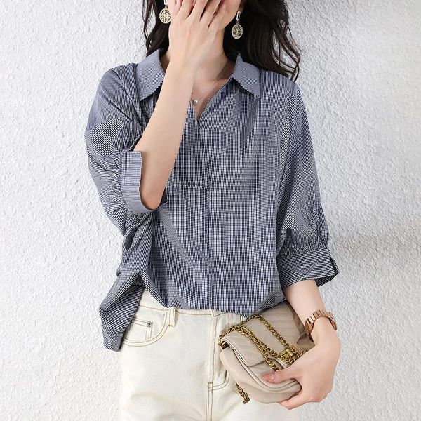 women's blouses & shirts casual loose plaid blouse women 2021 vintage turndown half sleeve chic shirt female, White
women's blouses & shirts casual loose plaid blouse women 2021 vintage turndown half sleeve chic shirt female, White