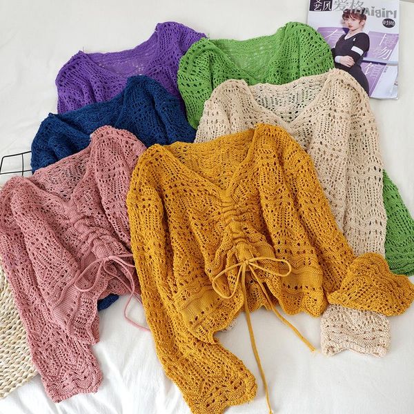women's sweaters women sweater thin loose female short pullover autumn v-neck hollow out knitted drawstring three quarter sleeve ladies, White;black
women's sweaters women sweater thin loose female short pullover autumn v-neck hollow out knitted drawstring three quarter sleeve ladies, White;black
