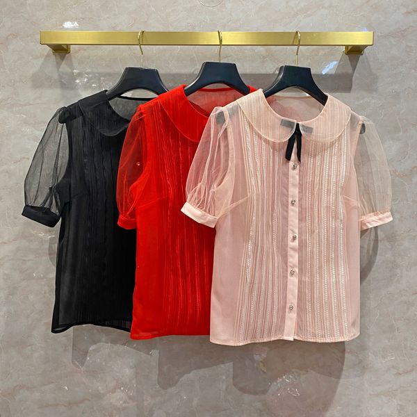 women's blouses & shirts spring summer 2021 fashions sweet peter pan collar short sleeve c138, White
women's blouses & shirts spring summer 2021 fashions sweet peter pan collar short sleeve c138, White