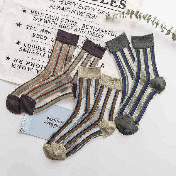 women's crystal summer transparent glass tulle korean fashion striped socks, White;black
women's crystal summer transparent glass tulle korean fashion striped socks, White;black