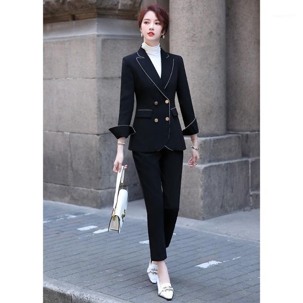 red women's pant suit autumn trousers long sleeve blazer 2 pieces office ladies work wear pants suits for women clothes & blazers, White;black
red women's pant suit autumn trousers long sleeve blazer 2 pieces office ladies work wear pants suits for women clothes & blazers, White;black