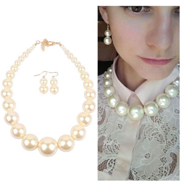 earrings & necklace big pearl bridal jewelry set for women clear crystal elegant wedding party gift fashion costume, Silver
earrings & necklace big pearl bridal jewelry set for women clear crystal elegant wedding party gift fashion costume, Silver