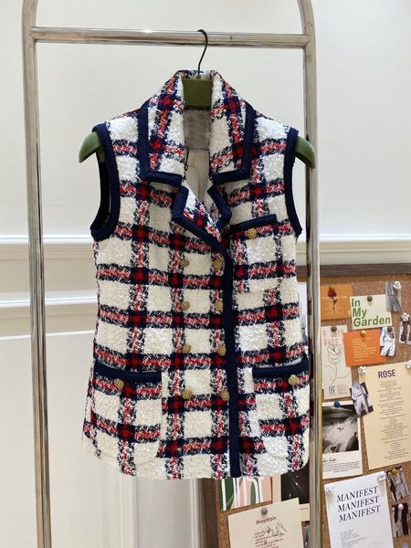 women's vests 2021fw autumn luxury women plaid tweed double breasted vest coat female casual gdnz 7.08, Black;white
women's vests 2021fw autumn luxury women plaid tweed double breasted vest coat female casual gdnz 7.08, Black;white