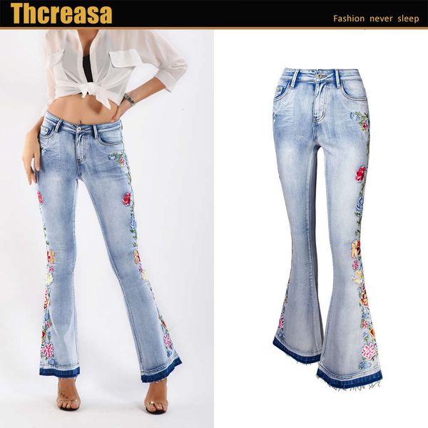 flared women's heavy industry three-dimensional embroidery pants flared large wear, Blue
flared women's heavy industry three-dimensional embroidery pants flared large wear, Blue