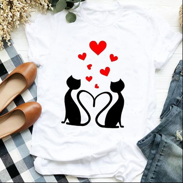 cartoon cat lover sweet love women t shirts trend fashion print clothes graphic female tee, White
cartoon cat lover sweet love women t shirts trend fashion print clothes graphic female tee, White