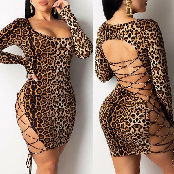 women backless leopard bodycon mini dress low-cut long sleeve u neck fashion female skinny lace-up sheath casual dresses, Black;gray
women backless leopard bodycon mini dress low-cut long sleeve u neck fashion female skinny lace-up sheath casual dresses, Black;gray