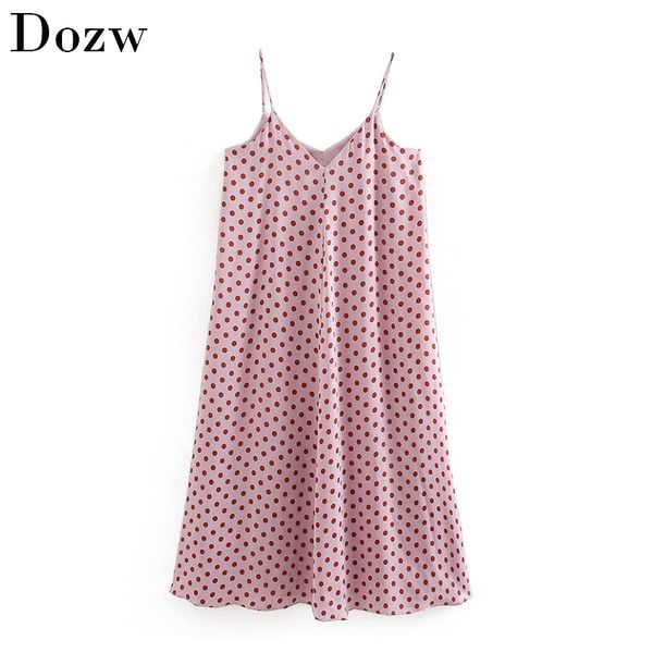 v neck spaghetti strap midi dress women dot print loose lady dress fashion sleeveless party dress female sukienki letnie 210414, Black;gray
v neck spaghetti strap midi dress women dot print loose lady dress fashion sleeveless party dress female sukienki letnie 210414, Black;gray