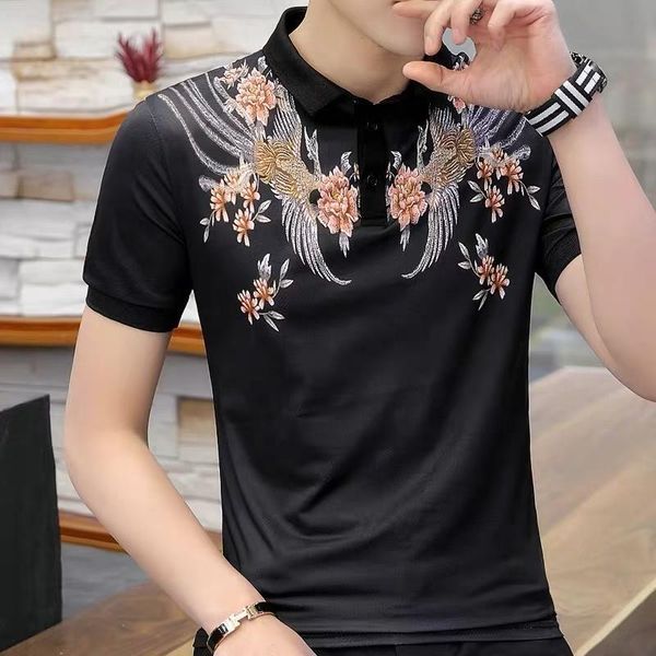 men's polos high-quality short-sleeved shirt in summer fashion slim print designer bottoming, White;black
men's polos high-quality short-sleeved shirt in summer fashion slim print designer bottoming, White;black