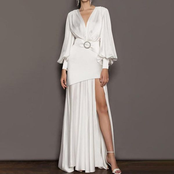 casual dresses runway chic design women deep v-neck lantern sleeve sashes high split patchwork floor-length dress 2021 autumn, Black;gray
casual dresses runway chic design women deep v-neck lantern sleeve sashes high split patchwork floor-length dress 2021 autumn, Black;gray
