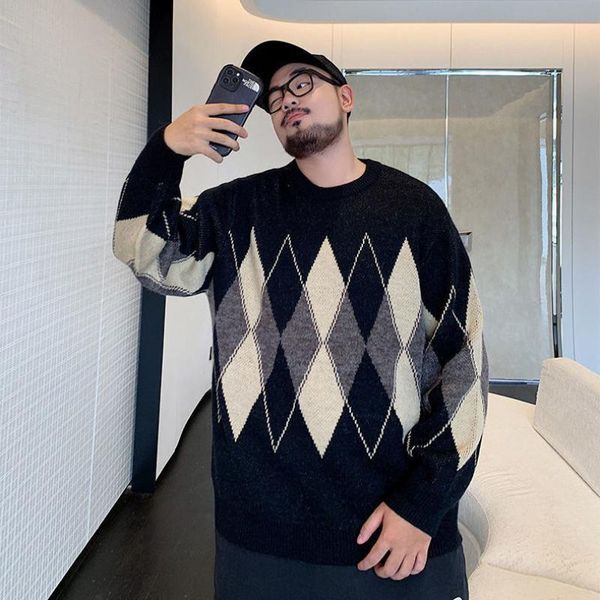 men's sweaters xl~8xl clothing big size sweater fat wide korean lozenge thermal, White;black
men's sweaters xl~8xl clothing big size sweater fat wide korean lozenge thermal, White;black