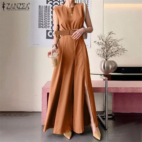 women summer sleeveless jumpsuit 2021 zanzea elegant belted split wide leg rompers solid casual work bodysuit pantalon trousers, Black;white
women summer sleeveless jumpsuit 2021 zanzea elegant belted split wide leg rompers solid casual work bodysuit pantalon trousers, Black;white