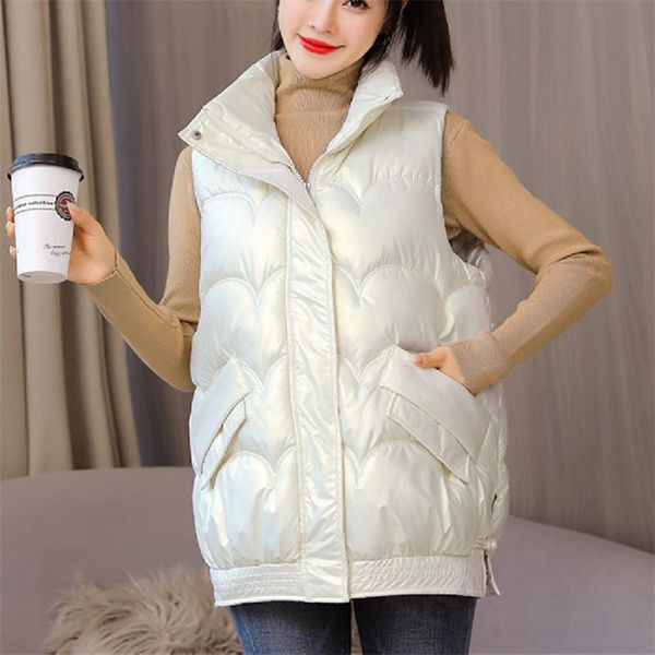 women's vests cotton vest women thick down winter glossy loose waistcoat jacket padded sleeveless female, Black;white
women's vests cotton vest women thick down winter glossy loose waistcoat jacket padded sleeveless female, Black;white