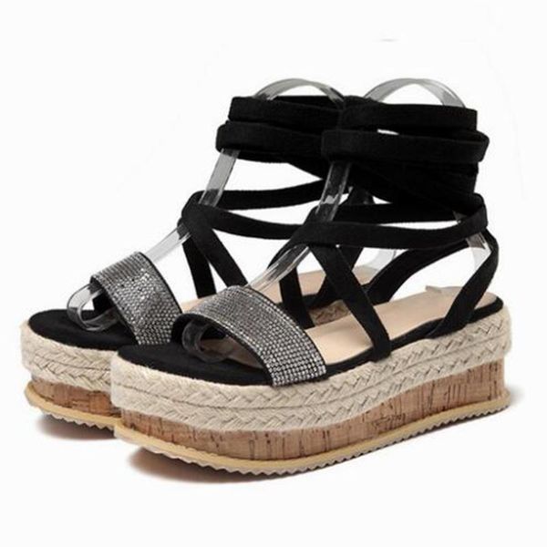 summer fashion wedge espadrilles women sandals open toe gladiator casual lace up platform ky22, Black
summer fashion wedge espadrilles women sandals open toe gladiator casual lace up platform ky22, Black