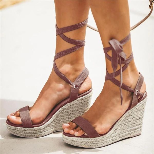 ladies lace up sandals peep toe platform wedges shoes women summer beach classic 7.5cm, Black
ladies lace up sandals peep toe platform wedges shoes women summer beach classic 7.5cm, Black