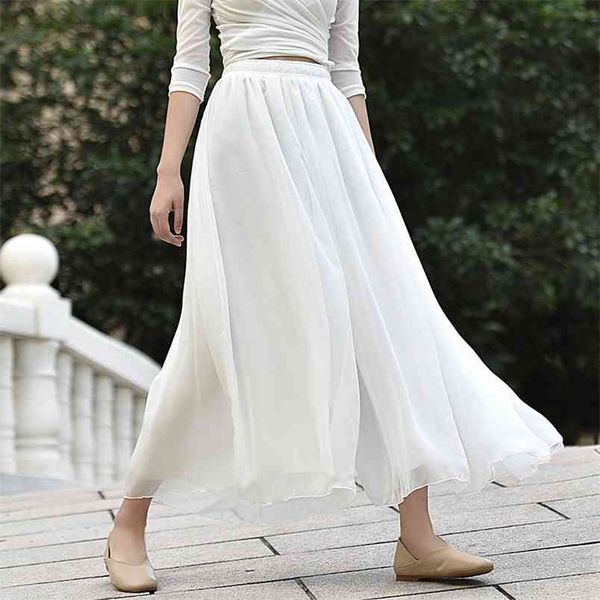 summer elastic high waist thin simple solid color chiffon culottes casual loose women dance long skirt 210527, Black
summer elastic high waist thin simple solid color chiffon culottes casual loose women dance long skirt 210527, Black