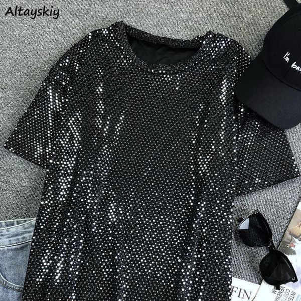 women's t-shirt short sleeve t-shirts women sequined fashion summer clothes slim o-neck loose night club casual all-match korean style, White
women's t-shirt short sleeve t-shirts women sequined fashion summer clothes slim o-neck loose night club casual all-match korean style, White