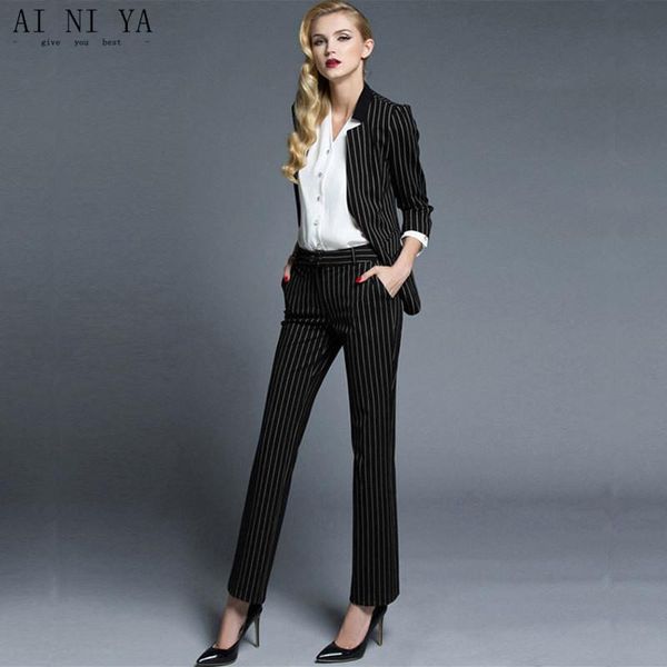 women pant suits striped suit fashionable western style of professional jacket + pants formal two-piece ol work handsome women's two pi, White
women pant suits striped suit fashionable western style of professional jacket + pants formal two-piece ol work handsome women's two pi, White