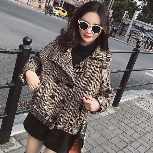 women's wool & blends cmaz small woolen coat for women 2021 autumn and winter korean style fashion loose student all-matching short, Black
women's wool & blends cmaz small woolen coat for women 2021 autumn and winter korean style fashion loose student all-matching short, Black