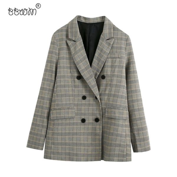 women fashion elegant double breasted check suit jacket vintage office ladies long sleeve pockets coat 210531, White;black
women fashion elegant double breasted check suit jacket vintage office ladies long sleeve pockets coat 210531, White;black