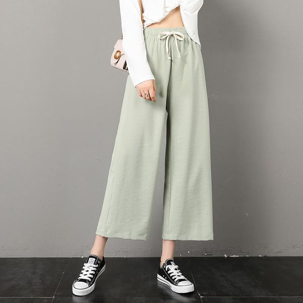 women's pants & capris summer thin section casual loose straight women drawstring knitted high waist wide leg black ankle-length, Black;white
women's pants & capris summer thin section casual loose straight women drawstring knitted high waist wide leg black ankle-length, Black;white