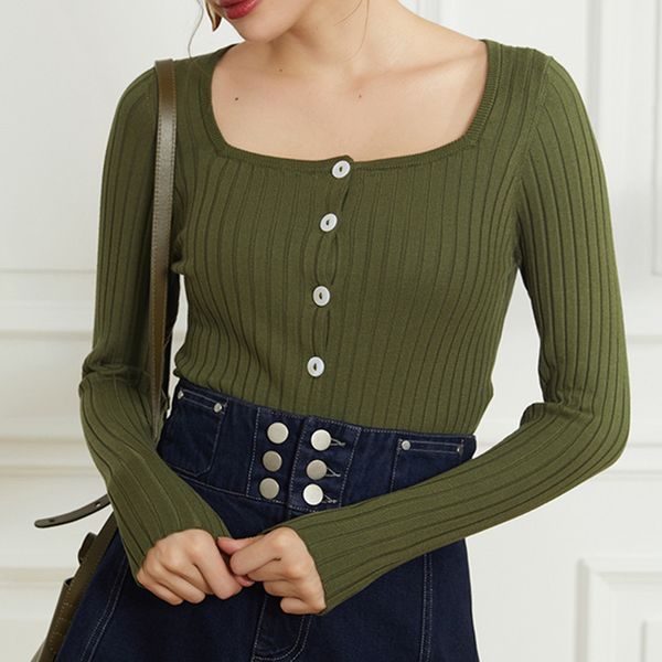 sweaters women solid color sweater fitted ribbed button square collar long sleeve early autumn vintage stretch knitted cardigan, White;black
sweaters women solid color sweater fitted ribbed button square collar long sleeve early autumn vintage stretch knitted cardigan, White;black