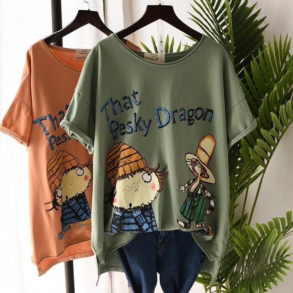 summer plus size t-shirt women short-sleeved han fan loose casual fat cartoon printing front short and long back women's, White
summer plus size t-shirt women short-sleeved han fan loose casual fat cartoon printing front short and long back women's, White