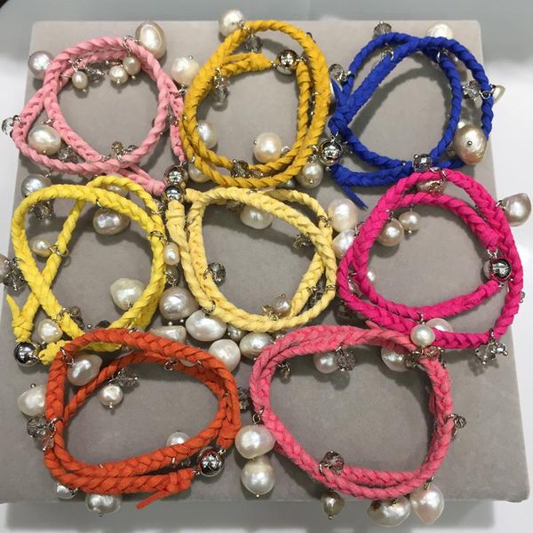charm bracelets yellow pink blue orange vivid color baroque natural fresh water pearl bracelet charms with crystal leather casual, Golden;silver
charm bracelets yellow pink blue orange vivid color baroque natural fresh water pearl bracelet charms with crystal leather casual, Golden;silver