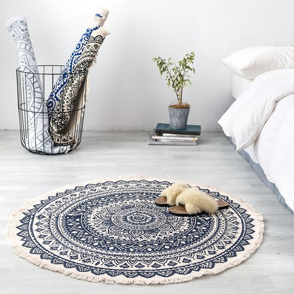 cotton linen beoom living room bedside carpet floor mat household tassel printed round
cotton linen beoom living room bedside carpet floor mat household tassel printed round