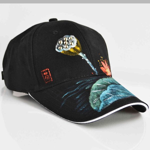 baseball cap fashion women's hat hand painted lotus color personality korean cotton black, Blue;gray
baseball cap fashion women's hat hand painted lotus color personality korean cotton black, Blue;gray