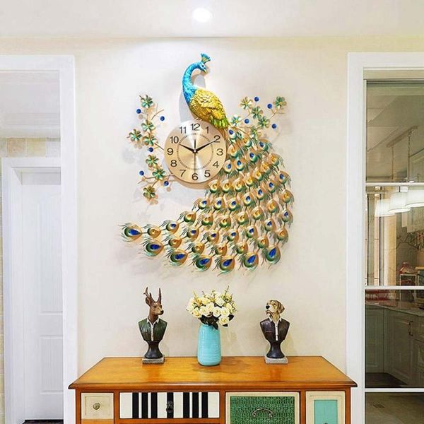 large peacock wall clock modern design home decor living room mute metal digital clocks 65x75cm crafts ornaments gifts
large peacock wall clock modern design home decor living room mute metal digital clocks 65x75cm crafts ornaments gifts