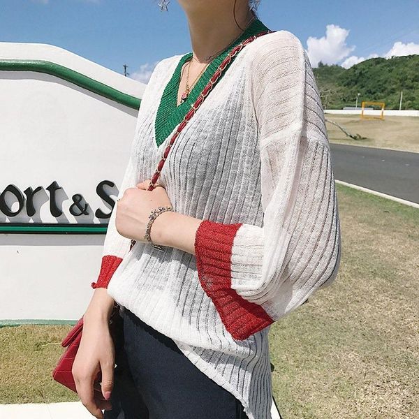 women's sweaters 2021 women knitted v-neck slim patchwork fashion sweater pullover, White;black
women's sweaters 2021 women knitted v-neck slim patchwork fashion sweater pullover, White;black
