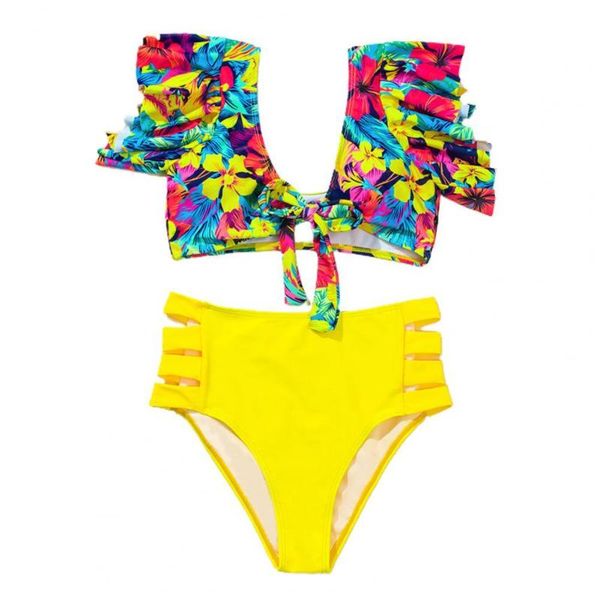 2pcs/set swimsuit high waist ruffle polyester fiber floral hem women bikini set for beach vetement femme 2021 women's swimwear, White;black
2pcs/set swimsuit high waist ruffle polyester fiber floral hem women bikini set for beach vetement femme 2021 women's swimwear, White;black