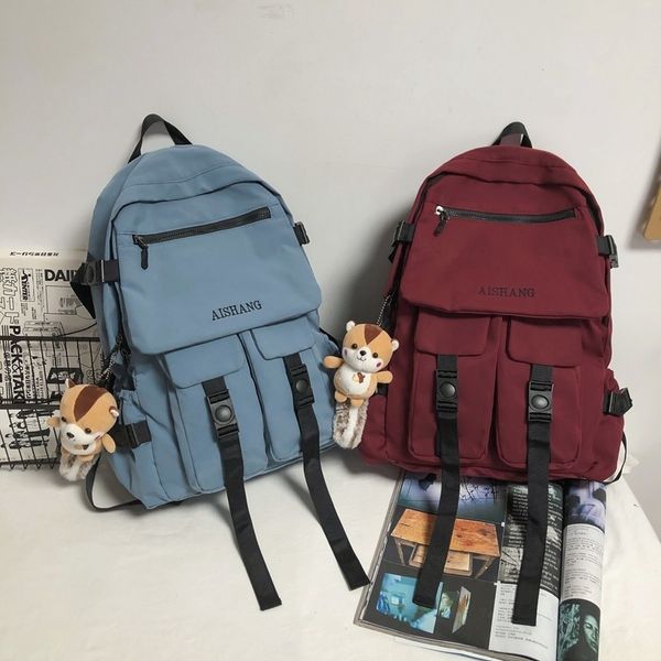 fashion women's man's backpack trend solid color school bag for girls boys nylon large with many pockets 2021
fashion women's man's backpack trend solid color school bag for girls boys nylon large with many pockets 2021