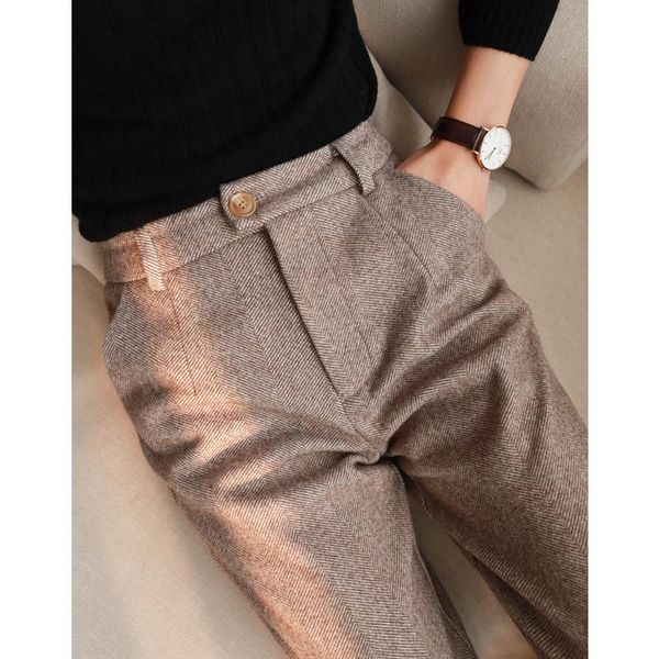women's pants 2021 autumn winter herringbone pattern thickened all-match high waist slimming nine-point trousers & capris, Black;white
women's pants 2021 autumn winter herringbone pattern thickened all-match high waist slimming nine-point trousers & capris, Black;white