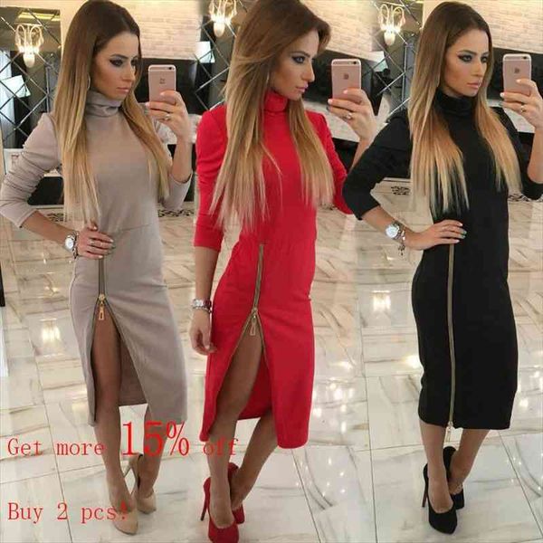 high neck women dress spring long sleeve formal causal dress with zipper midi dresses elegant, Black;gray
high neck women dress spring long sleeve formal causal dress with zipper midi dresses elegant, Black;gray