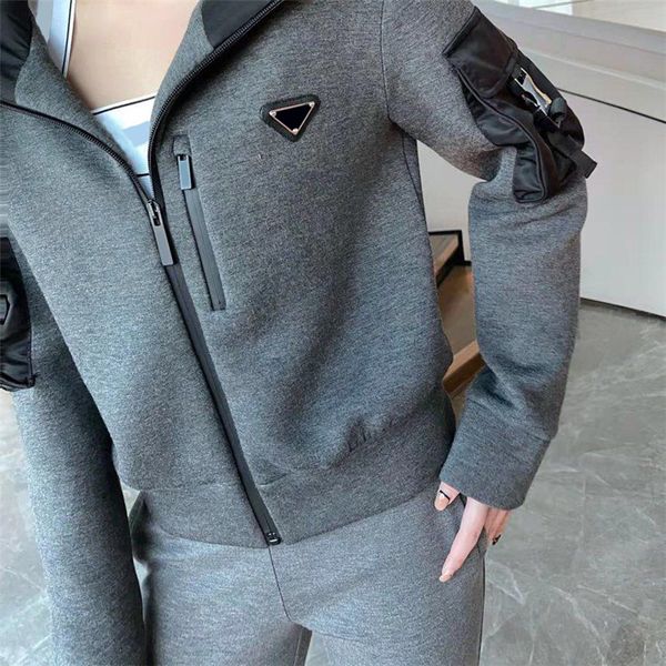 new designer sports tracksuits suit safety buckle tooling pocket long sleeve hooded zipper jacket elastic thin leggings, Gray
new designer sports tracksuits suit safety buckle tooling pocket long sleeve hooded zipper jacket elastic thin leggings, Gray