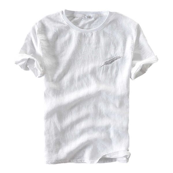 feather graphic t shirts for men short sleeve cotton linen white tee loose casual male clothing 210601, White;black
feather graphic t shirts for men short sleeve cotton linen white tee loose casual male clothing 210601, White;black