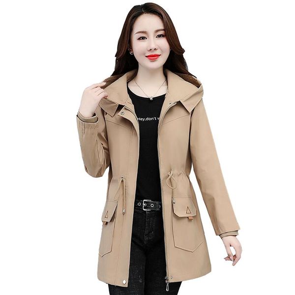 women's trench coats spring autumn windbreaker women outerwear fashion mid-length plus size jacket female 2021 loose hooded casual over, Tan;black
women's trench coats spring autumn windbreaker women outerwear fashion mid-length plus size jacket female 2021 loose hooded casual over, Tan;black