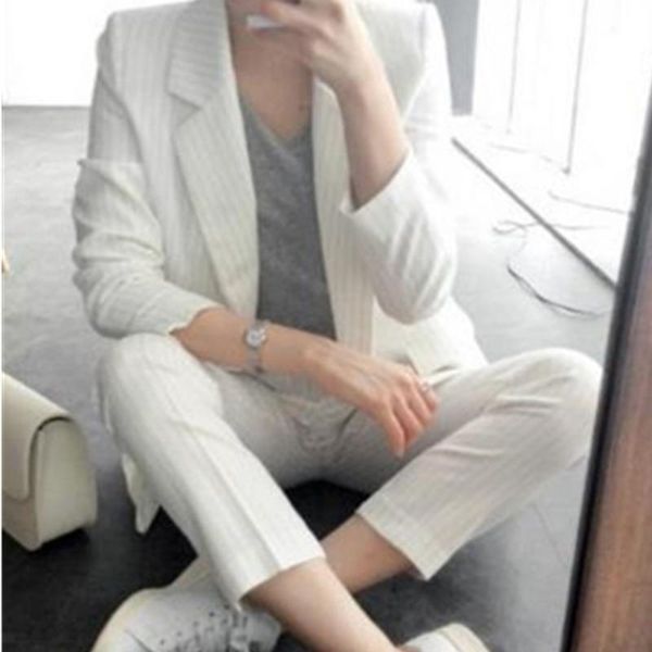 women's suits & blazers ol striped suit 2 piece blazer pants women office, White;black
women's suits & blazers ol striped suit 2 piece blazer pants women office, White;black