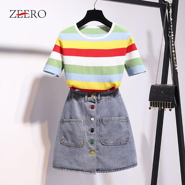 two piece dress summer 2021 female casual colorful striped t-shirt + single-breasted pockets denim mini skirts set 2 women outfits, White
two piece dress summer 2021 female casual colorful striped t-shirt + single-breasted pockets denim mini skirts set 2 women outfits, White