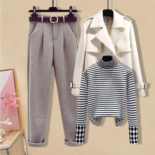 women's two piece pants women 2022 winter warm fashion wool jacket coat girl knitted sweater and woolen pant three set outfit ol clothi, White
women's two piece pants women 2022 winter warm fashion wool jacket coat girl knitted sweater and woolen pant three set outfit ol clothi, White