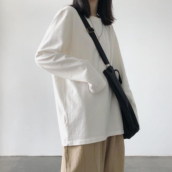 women's t-shirt ins long-sleeved spring/autumn solid-colored inner hit bottoms the students outside to wear clothes clothing, White
women's t-shirt ins long-sleeved spring/autumn solid-colored inner hit bottoms the students outside to wear clothes clothing, White