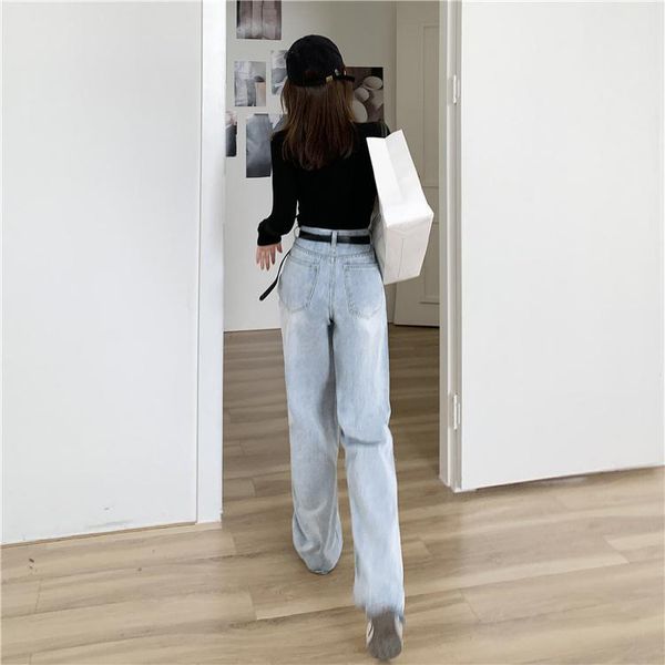 women's jeans autumn korean style high waist straight-leg denim wide leg pants, Blue
women's jeans autumn korean style high waist straight-leg denim wide leg pants, Blue