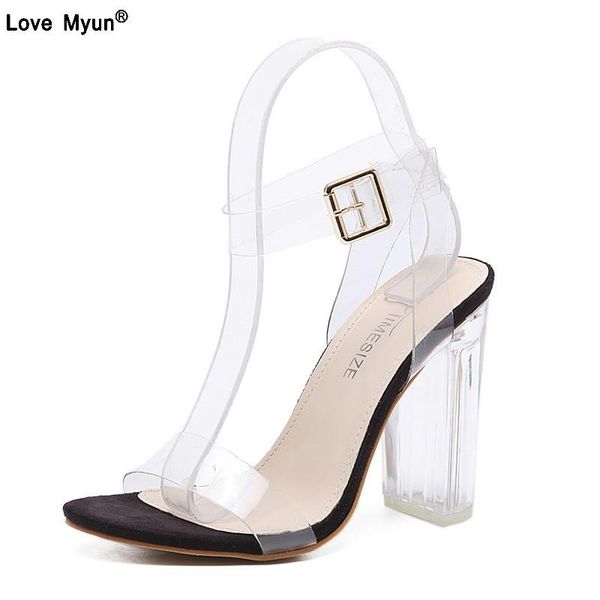 summer womens sandals shoes transparent pvc fashion clear heels ladies high heel 8.5cm, Black
summer womens sandals shoes transparent pvc fashion clear heels ladies high heel 8.5cm, Black