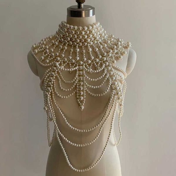 vintage advanced pearls crystal body jewelry chain sexyhandmade beaded women bridal wedding dress large necklace j chains, Silver
vintage advanced pearls crystal body jewelry chain sexyhandmade beaded women bridal wedding dress large necklace j chains, Silver