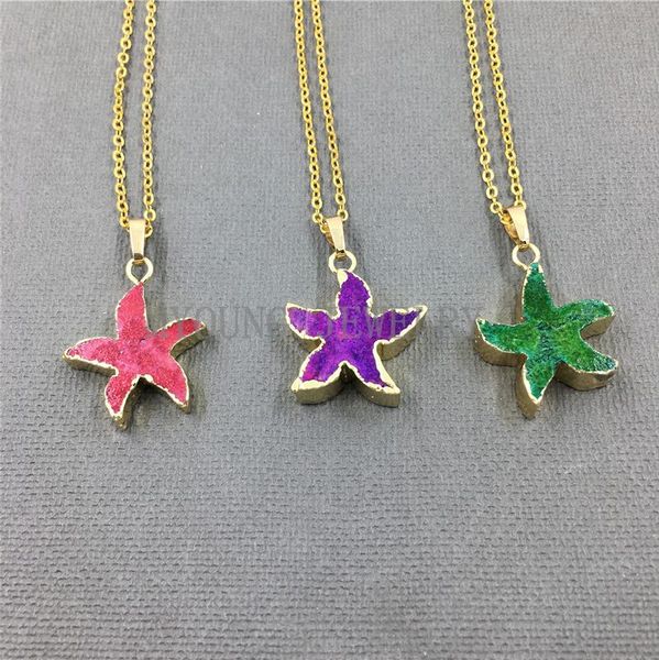pendant necklaces my0994 colorful starfish shape chrysanthemum stone necklace gold color chain star kolye, Silver
pendant necklaces my0994 colorful starfish shape chrysanthemum stone necklace gold color chain star kolye, Silver