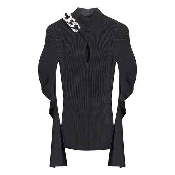 women's sweaters hollow out chains knitting sweater loose fit mock neck long sleeve women pullovers fashion autumn winter 2021, White;black
women's sweaters hollow out chains knitting sweater loose fit mock neck long sleeve women pullovers fashion autumn winter 2021, White;black