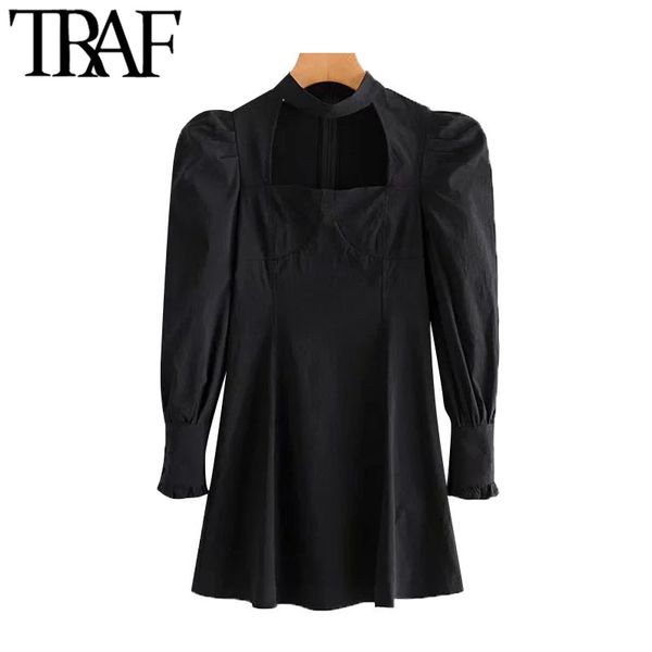 traf women chic fashion hollow out fitted mini dress vintage high neck puff sleeve back zipper female dresses mujer 210415, Black;gray
traf women chic fashion hollow out fitted mini dress vintage high neck puff sleeve back zipper female dresses mujer 210415, Black;gray